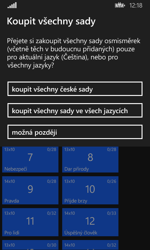 Standardní MessageDialog ve Windows Phone (vertikální)