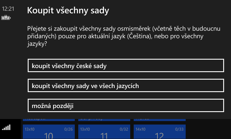 Standardní MessageDialog ve Windows Phone (horizontální)