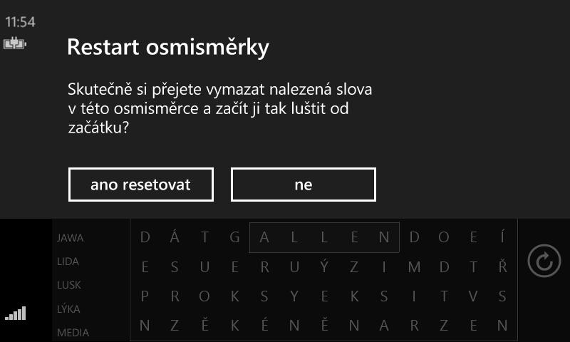 Standardní MessageDialog ve Windows Phone (horizontální)