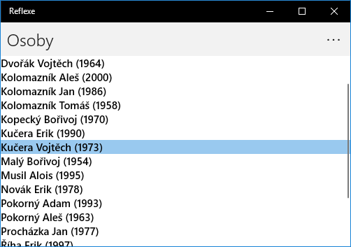 Přehled záznamů v ListView